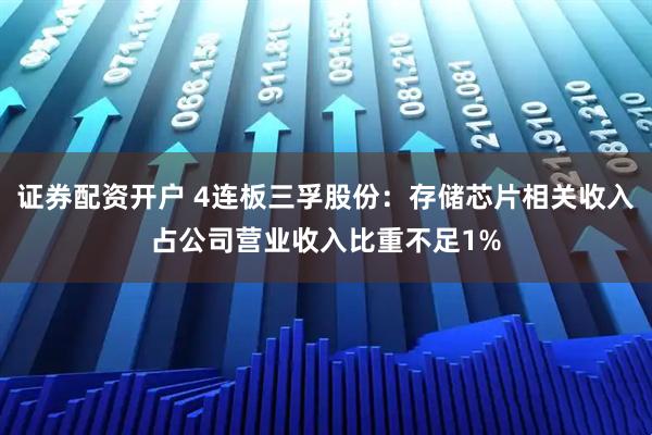 证券配资开户 4连板三孚股份：存储芯片相关收入占公司营业收入比重不足1%